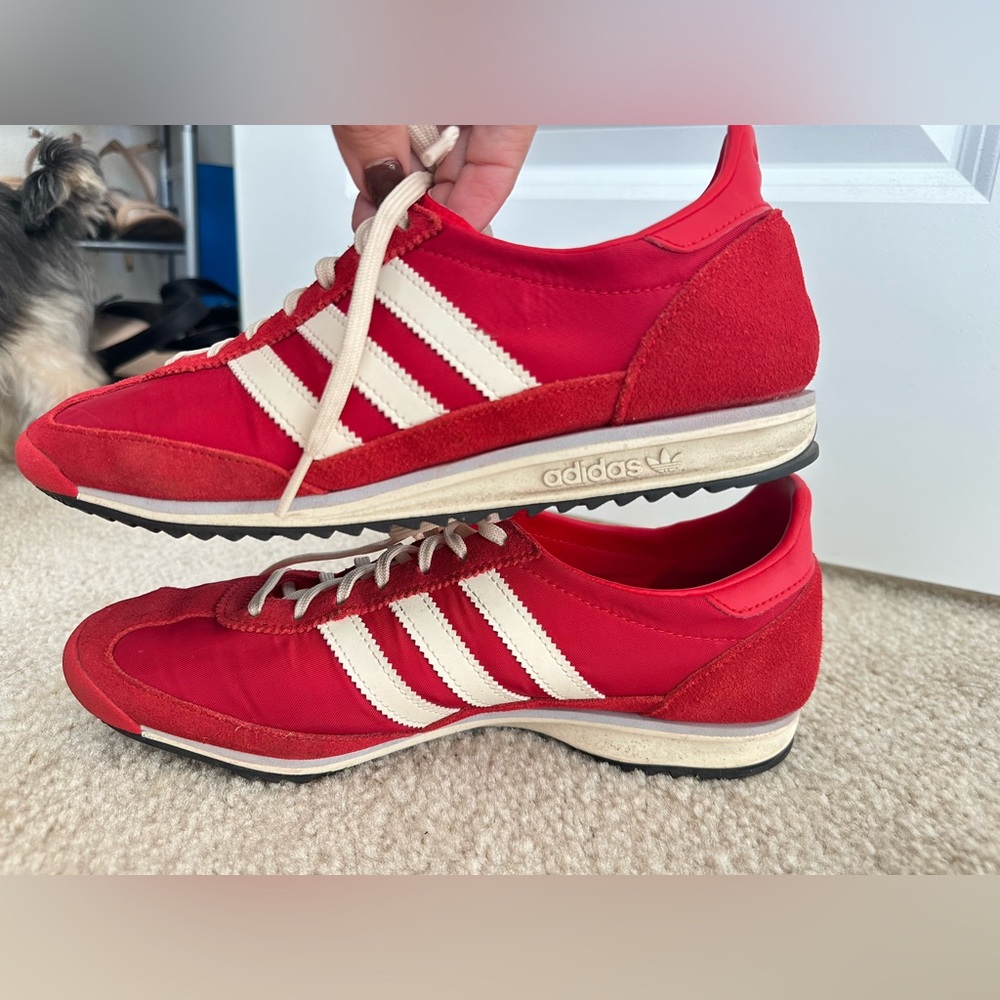 adidas Red and White Women's Shoes - Picture 4 of 5